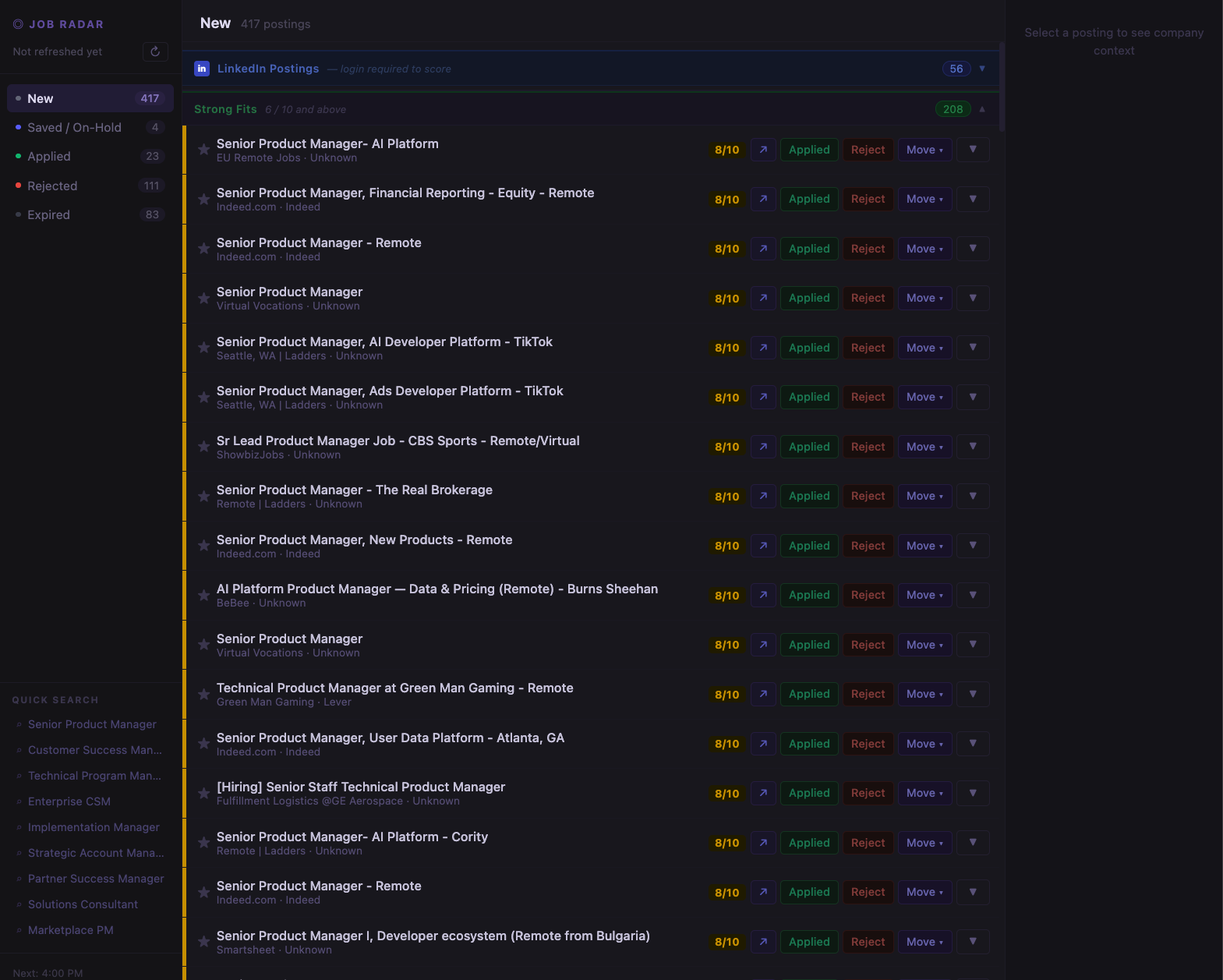 Job Radar Pipeline Dashboard